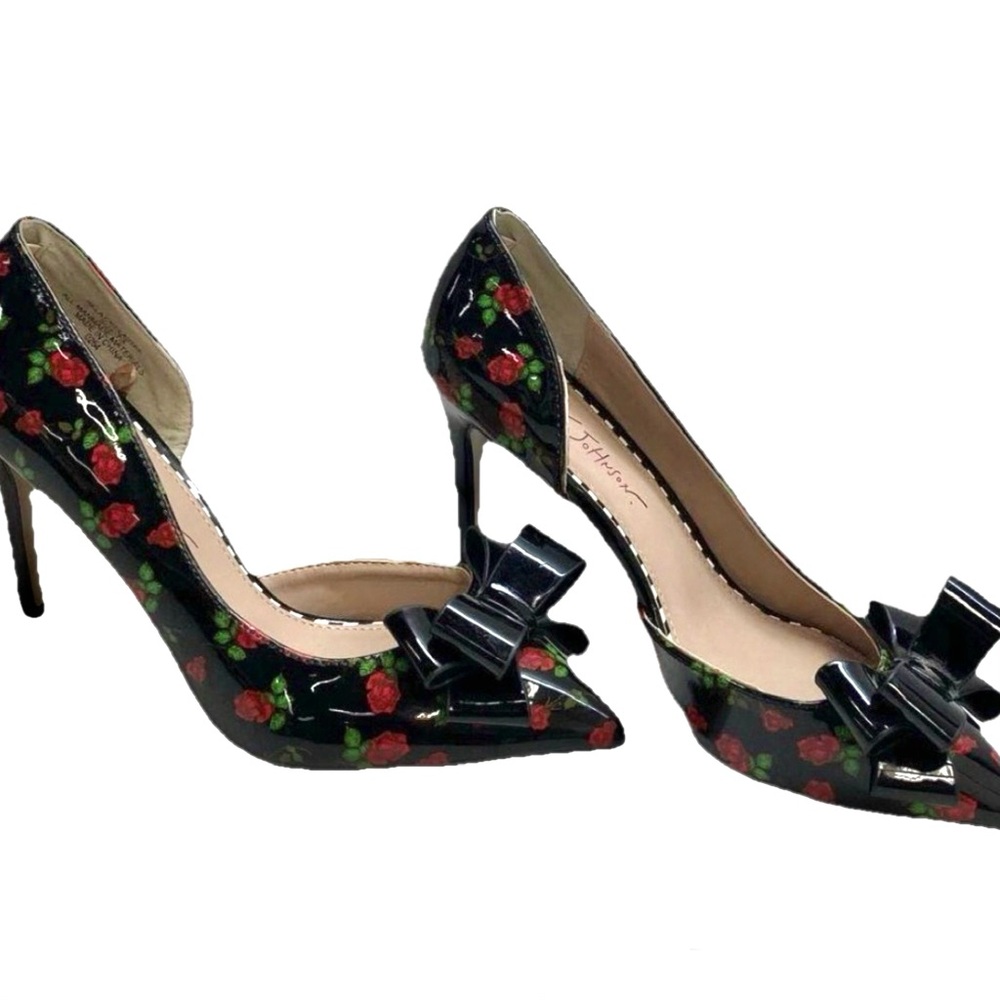 SOLD!!๐ฅ Betsey Johnson Bret Rose Classic Patent Stiletto D'Orsay Heels 7.5 ๐ฅ - Picture 3 of 8